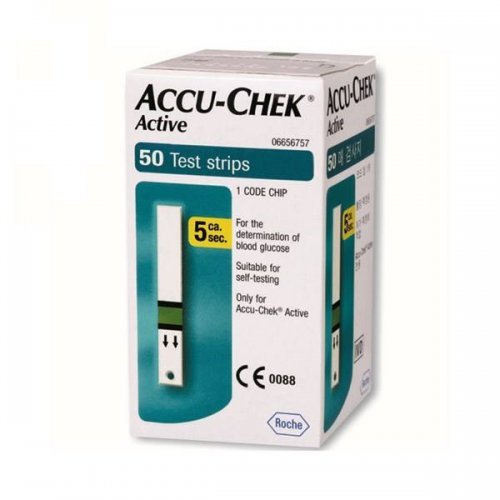 نوار دستگاه تست قند خون اکیوچک مدل اکتیو  ACCU-CHEK Test Strips - Active- بسته 50 عددی